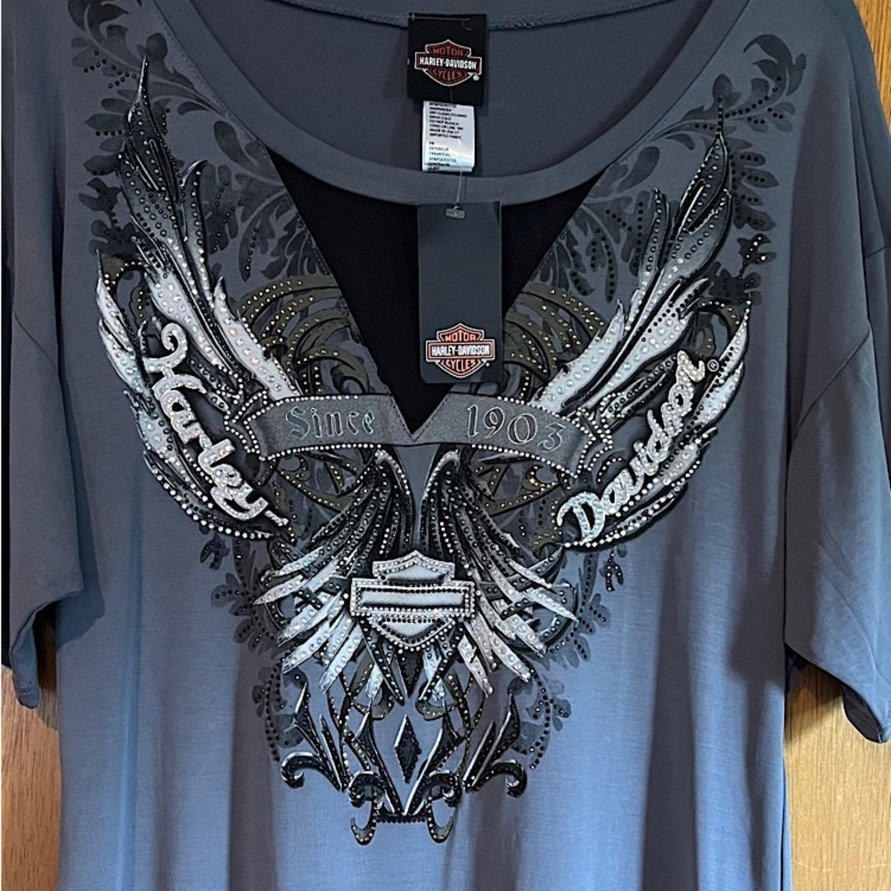 Harley-Davidson Women's Gray Graphic Top